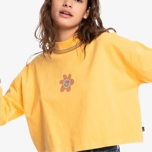 Quiksilver Retro Yellow Women's Cropped Long Sleeve